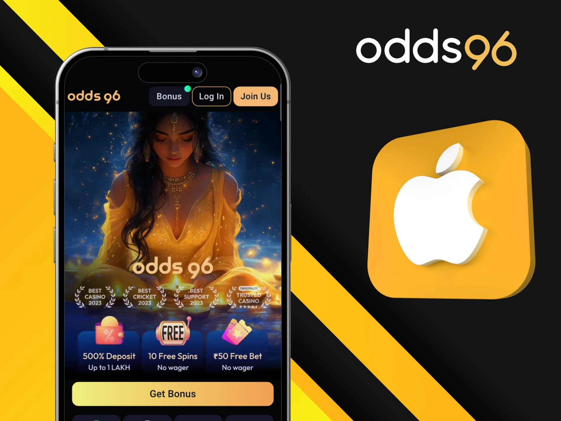 Can I download the Odds96 online casino app on my iOS phone.