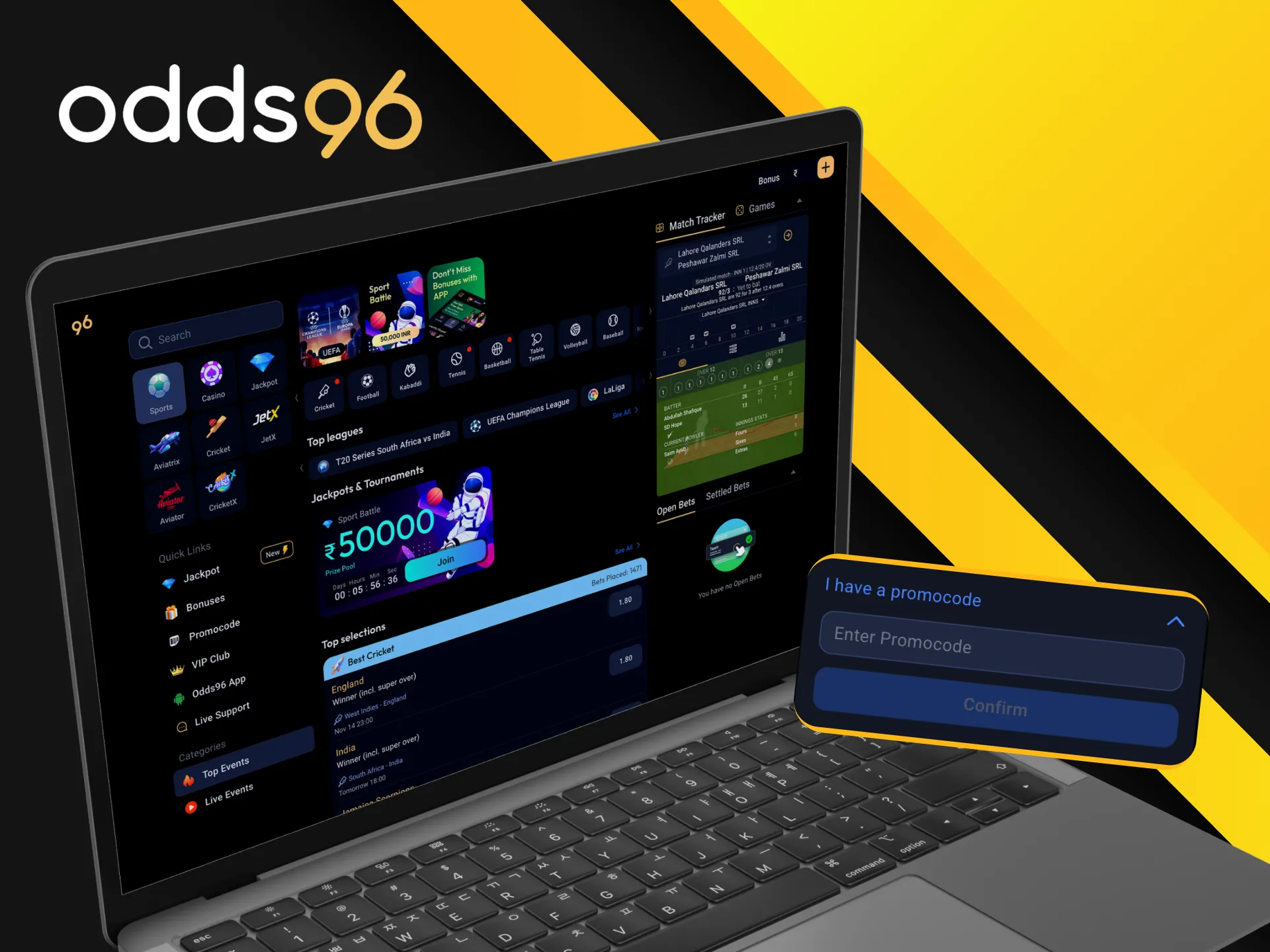 Is there a promo code for sports betting on the Odds96 online casino website.