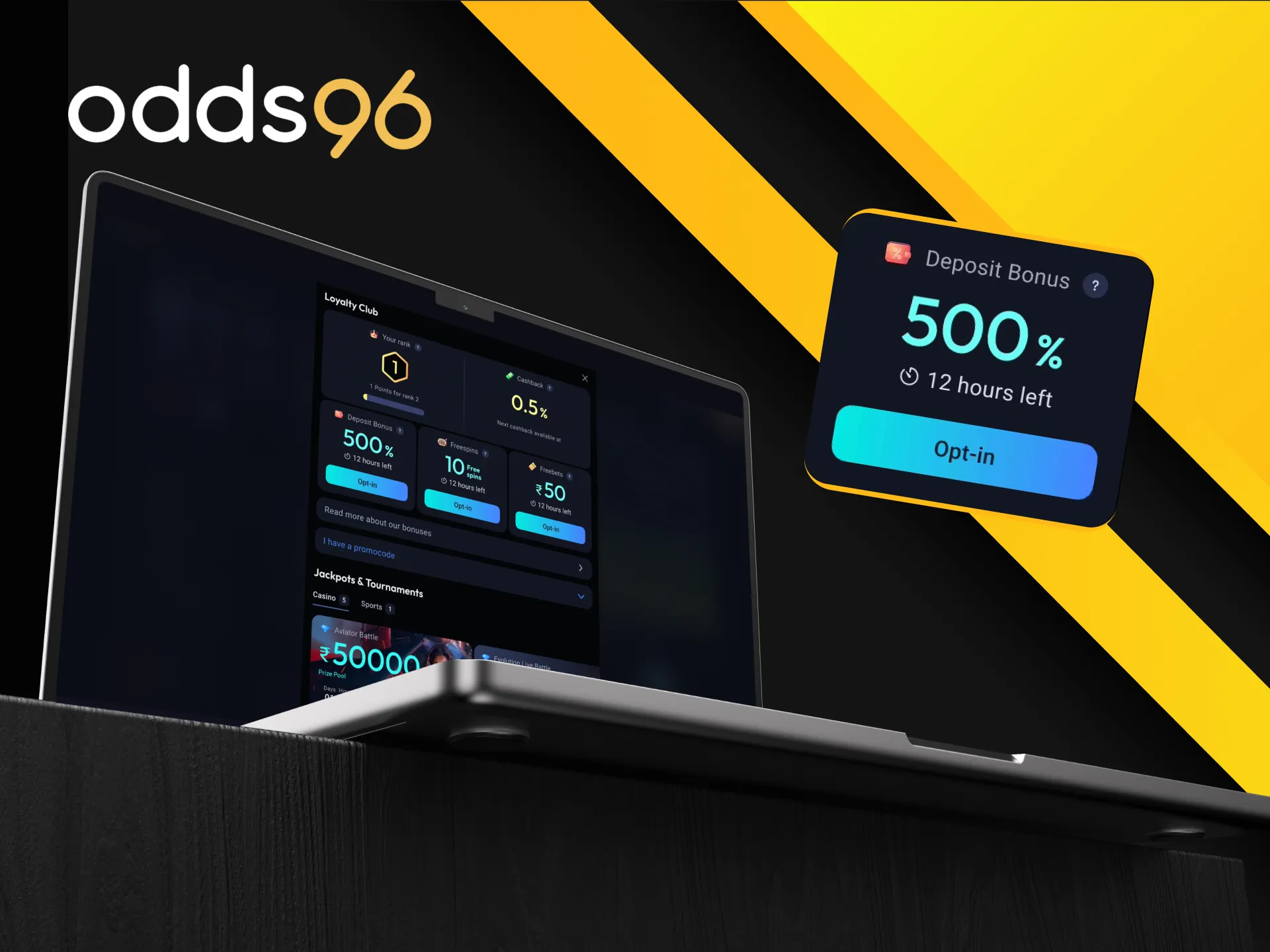 What is the welcome bonus at Odds96 online casino.