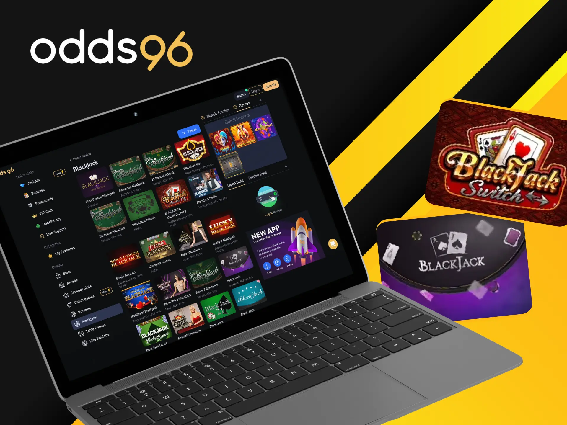 What is the purpose of playing Blackjack games on the Odds96 online casino website.