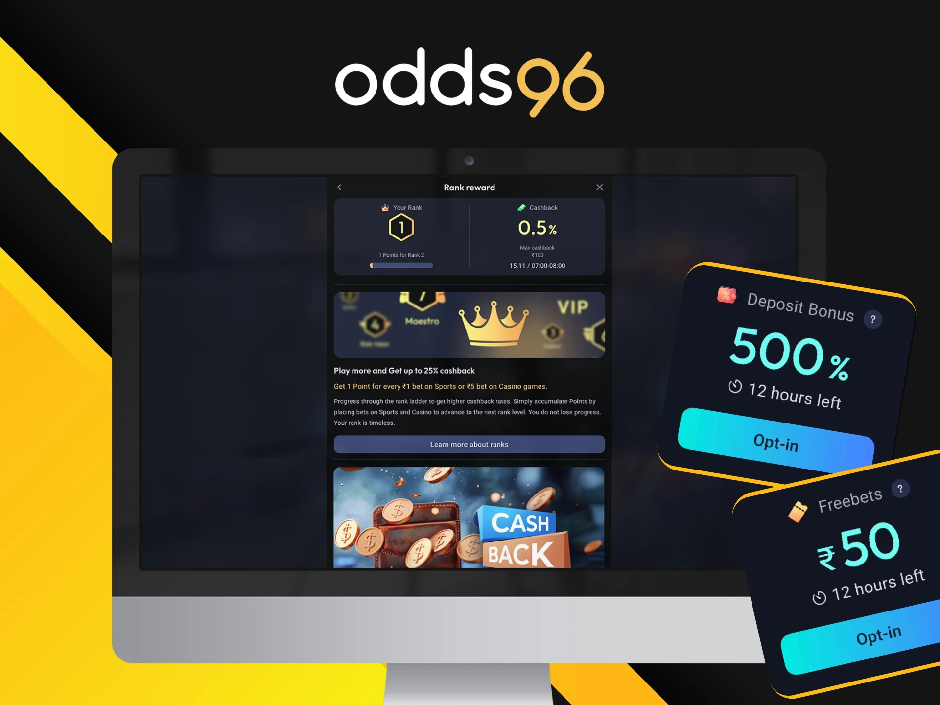 Are there bonuses for players on the Odds96 online casino website.