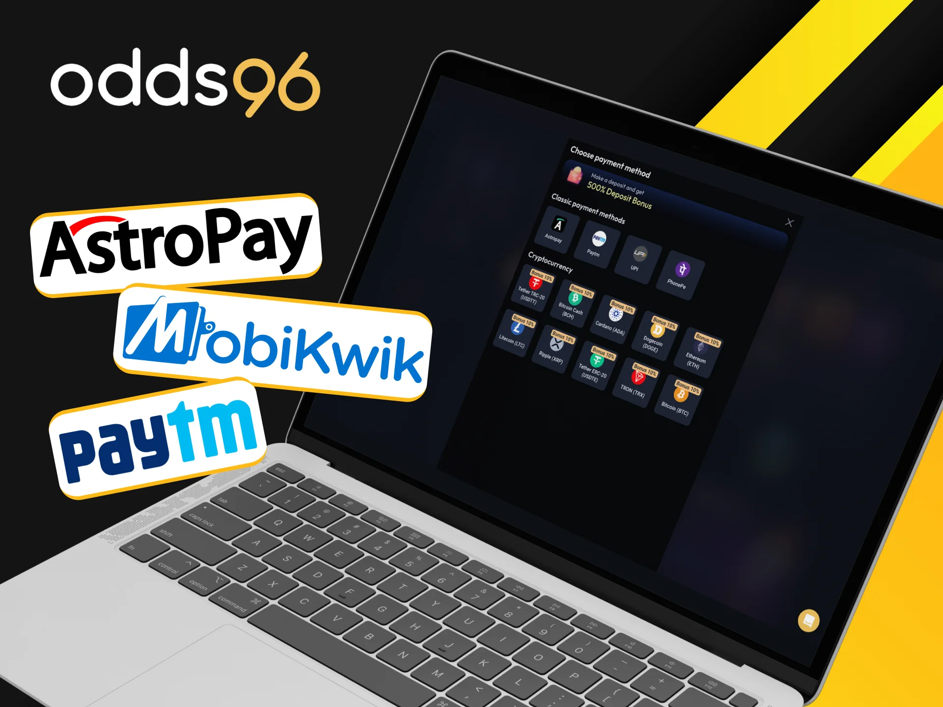 What payment methods are available to me at Odds96 online casino.