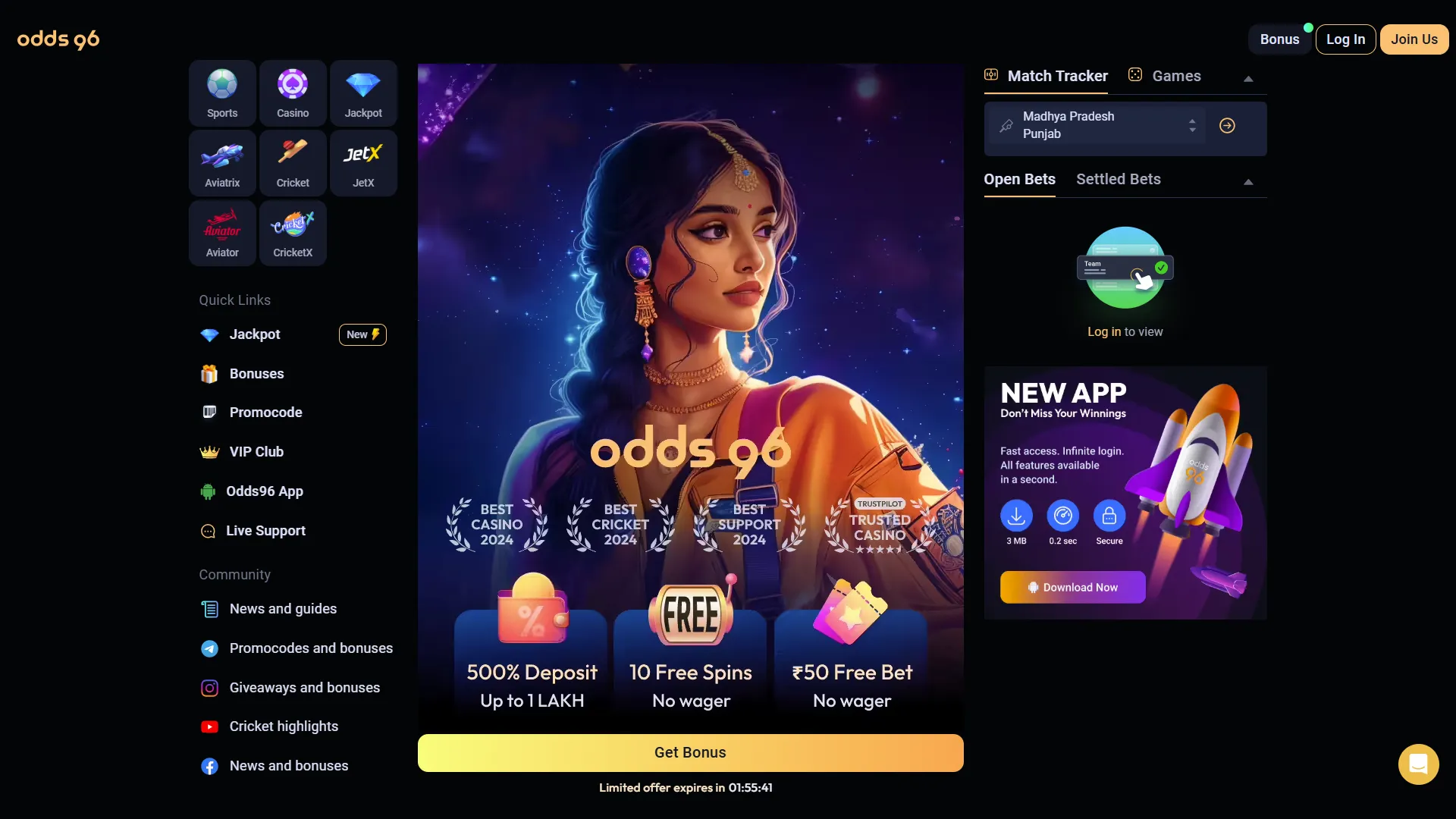 Explore Odds96 the premier platform for sports betting and casino entertainment in India.