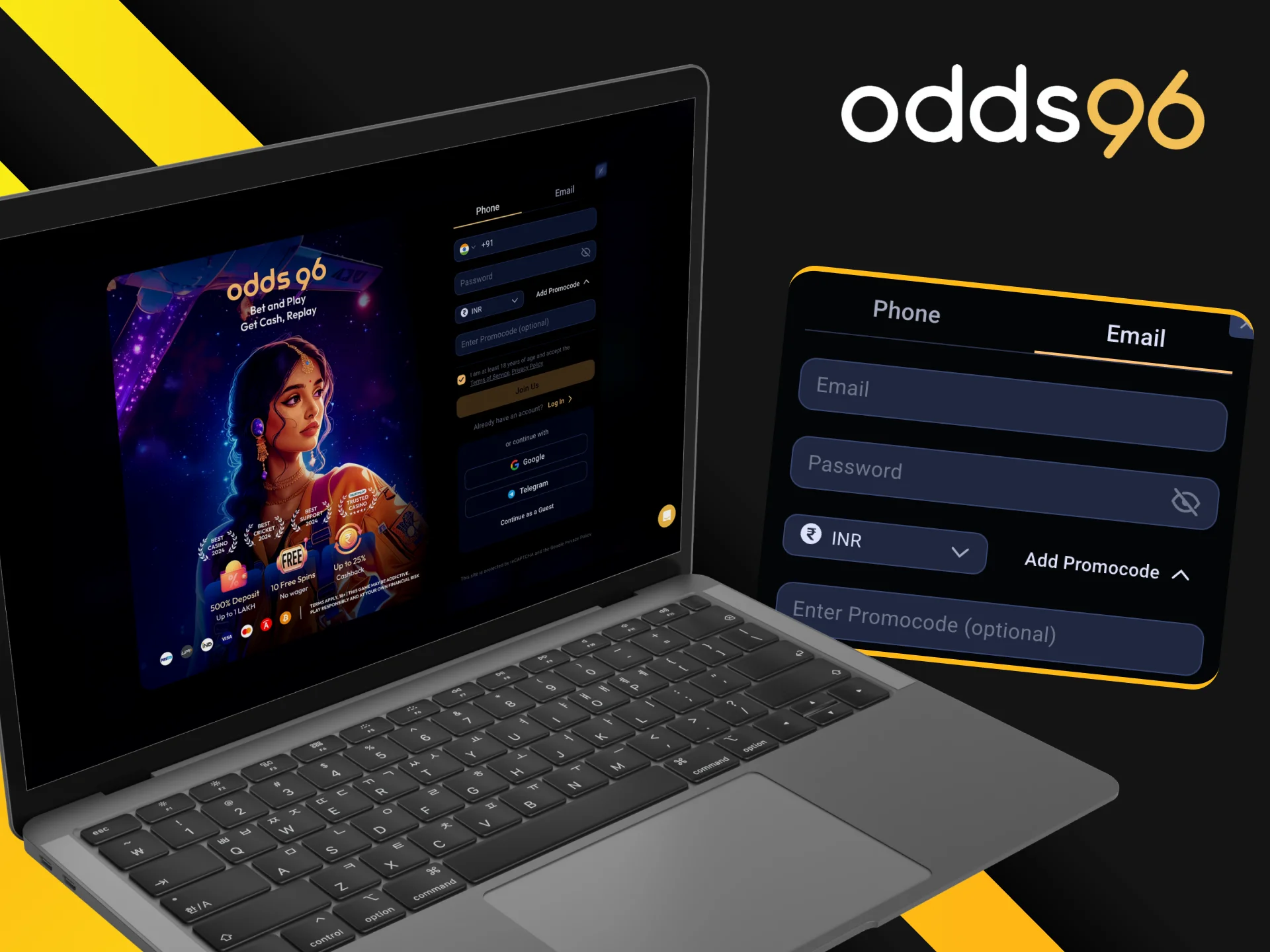 We have prepared instructions for you on how you can activate a promotional code on the Odds96 Online Casino website.