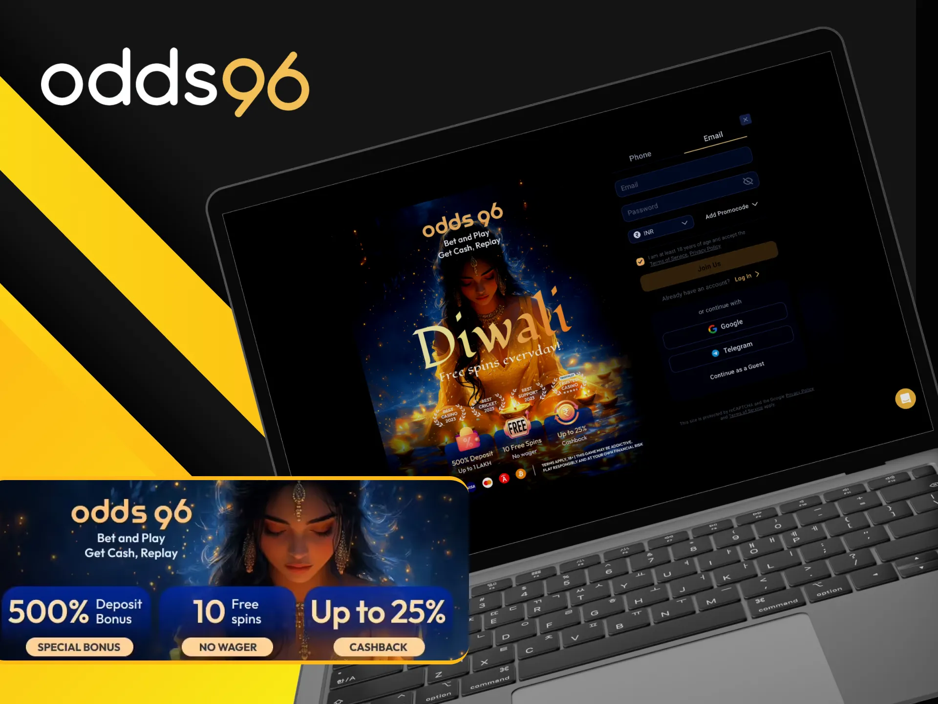 What bonuses can I get after registering on the Odds96 online casino website.