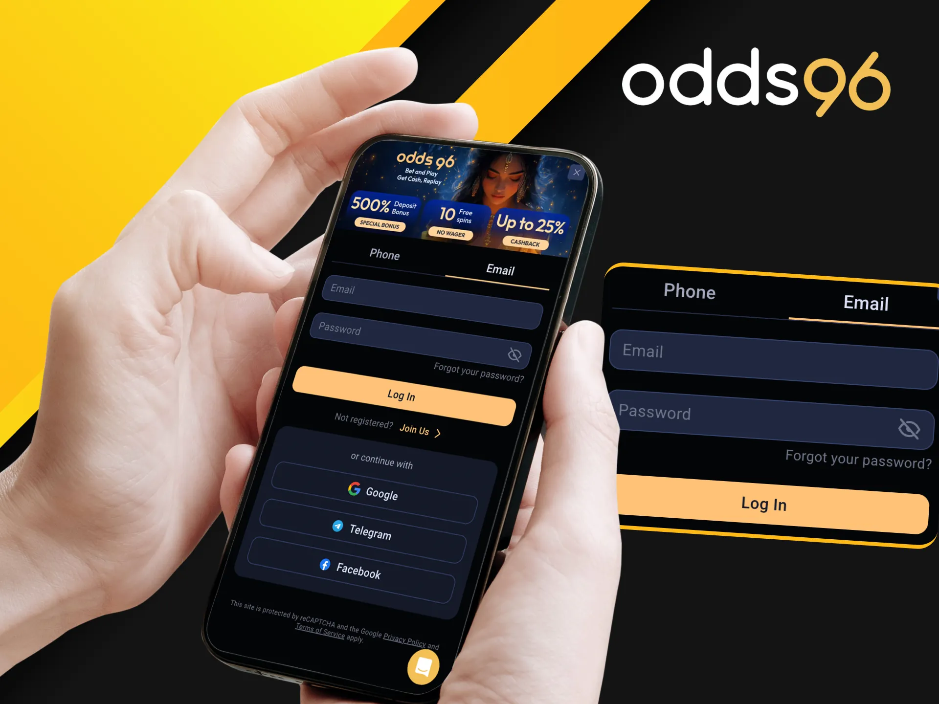 How to log in to the Odds96 online casino website.