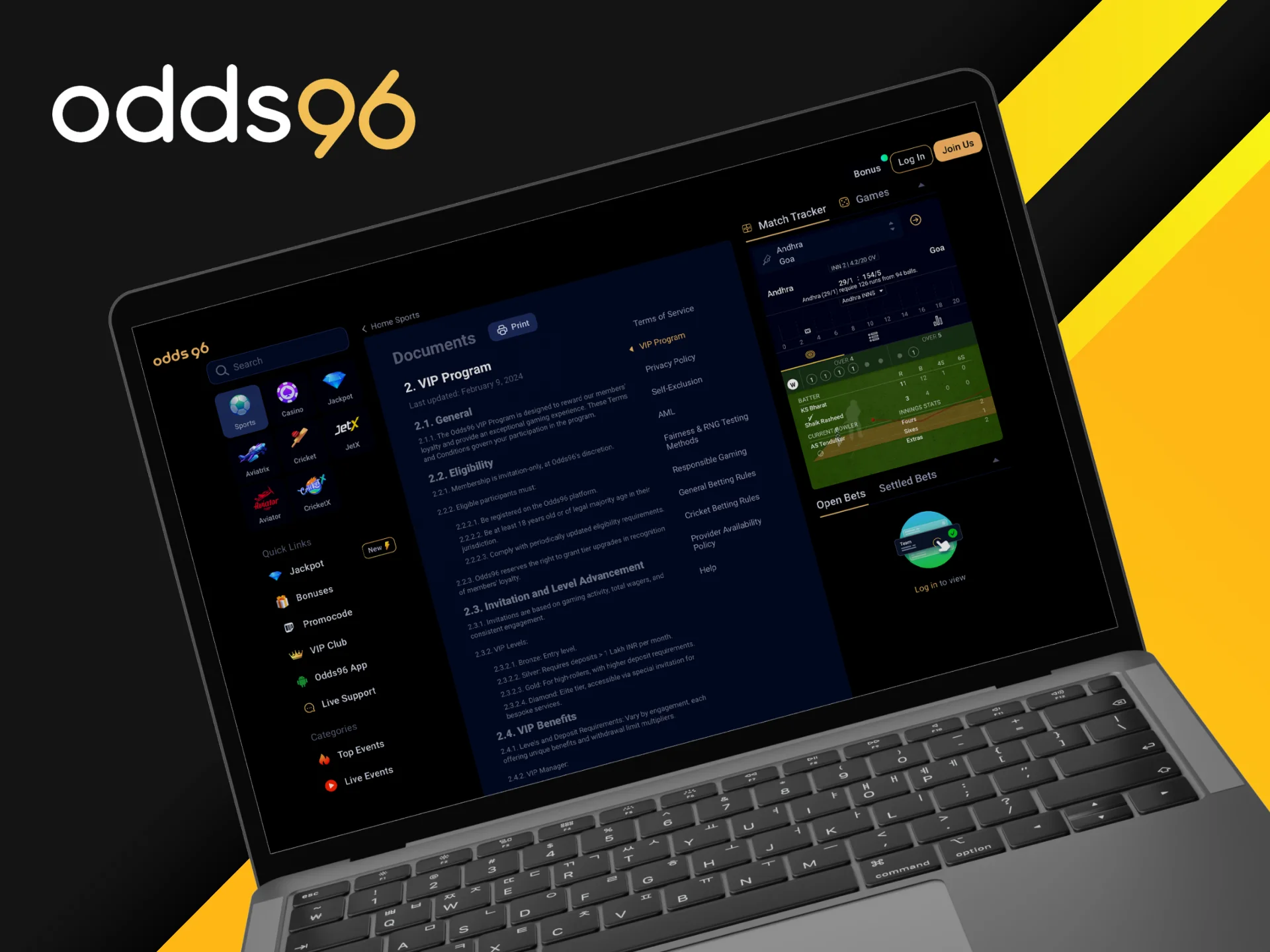 Read the rules of participation in the VIP club of the Odds96 online casino.