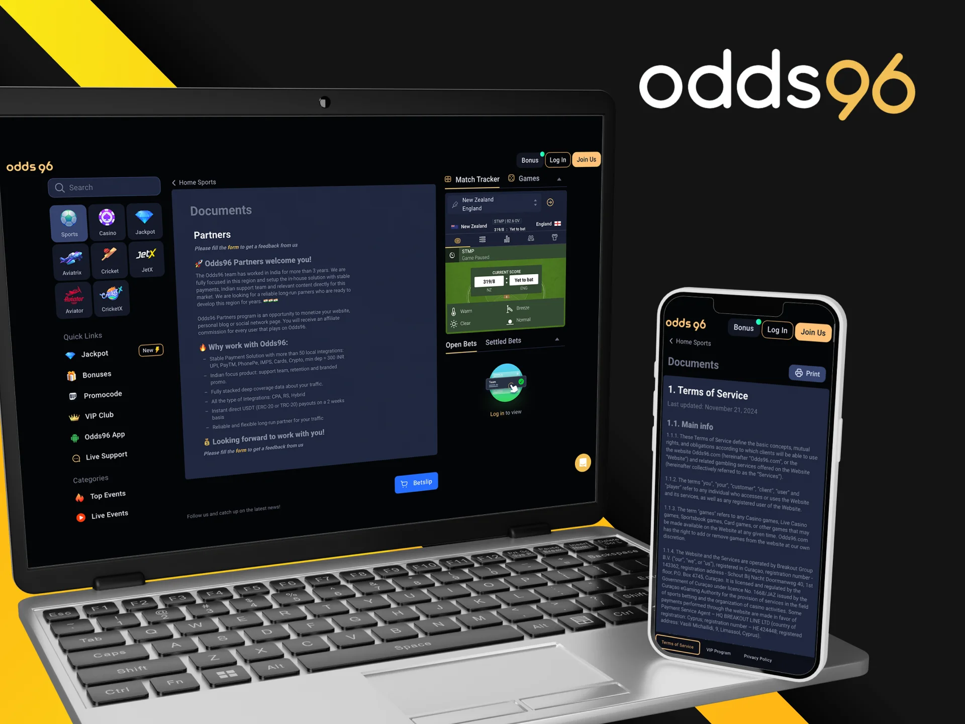 Read the rules of the Odds96 online casino affiliate program.