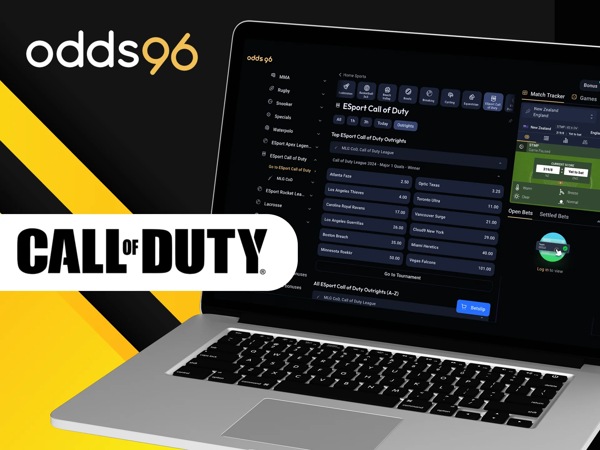 Try your luck by placing bets on the Call of Duty game at the Odds96 online casino.