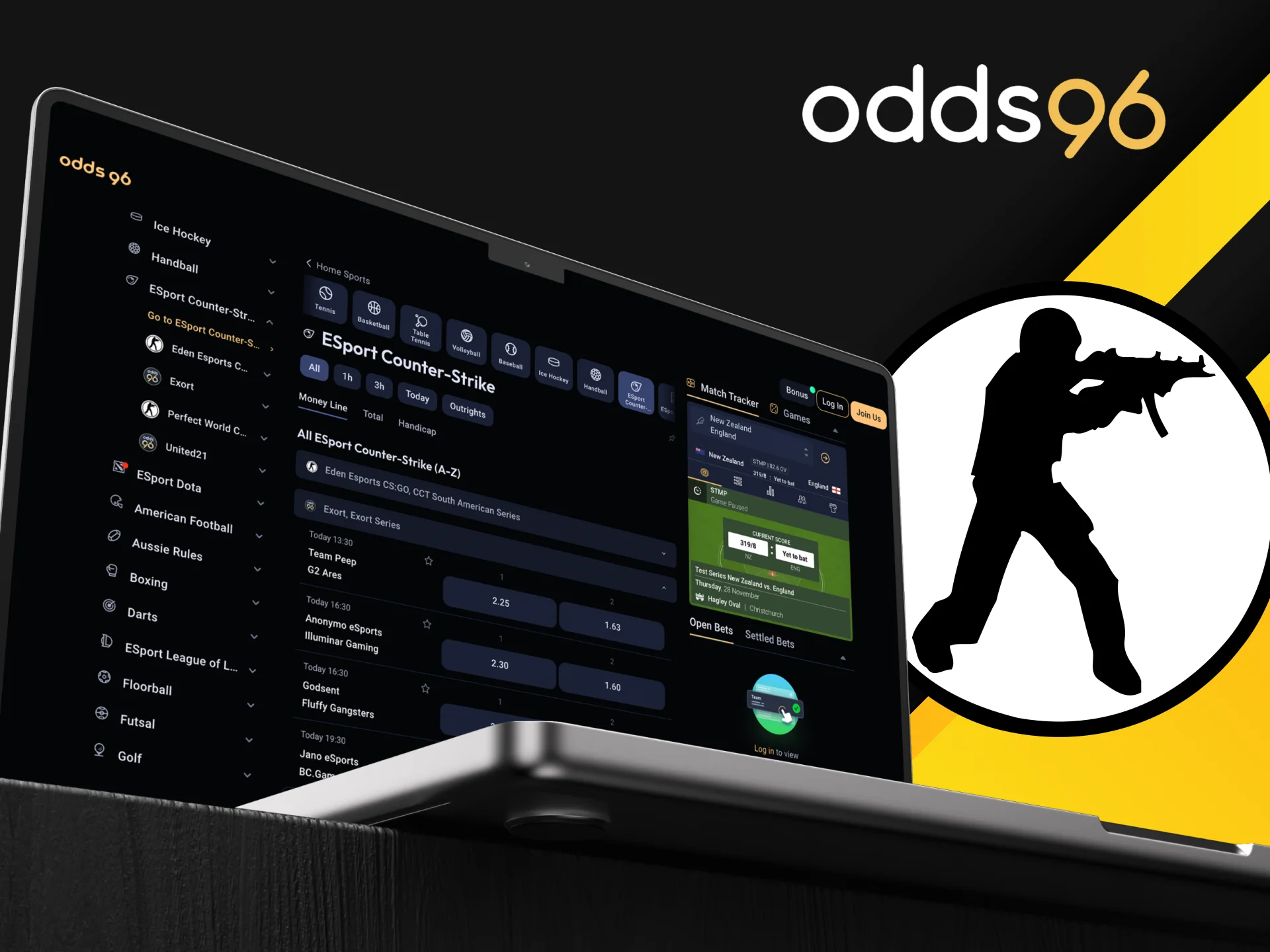 Place your bets on Counter-Strike at Odds96 online casino.