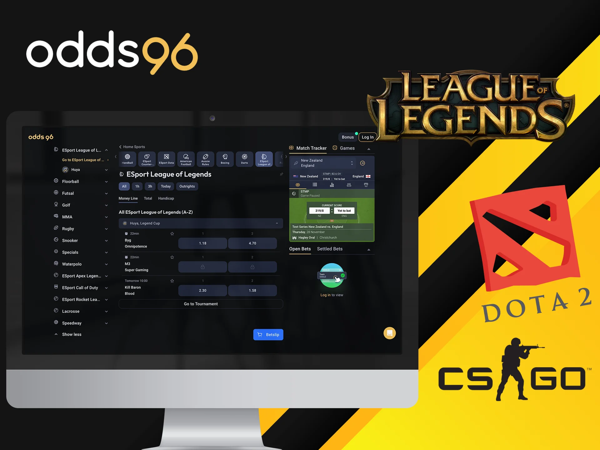 On the Odds96 online casino website you can bet on Cybersport.