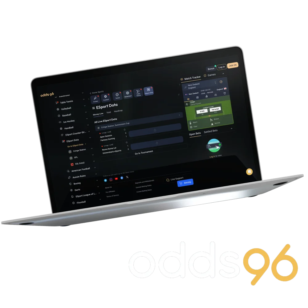 Go to the eSports section of the Odds96 online casino and place your bets.