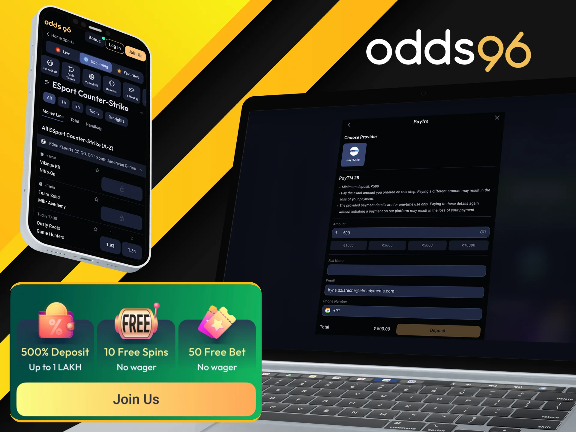 Claim your welcome bonus for eSports betting at Odds96 online casino.