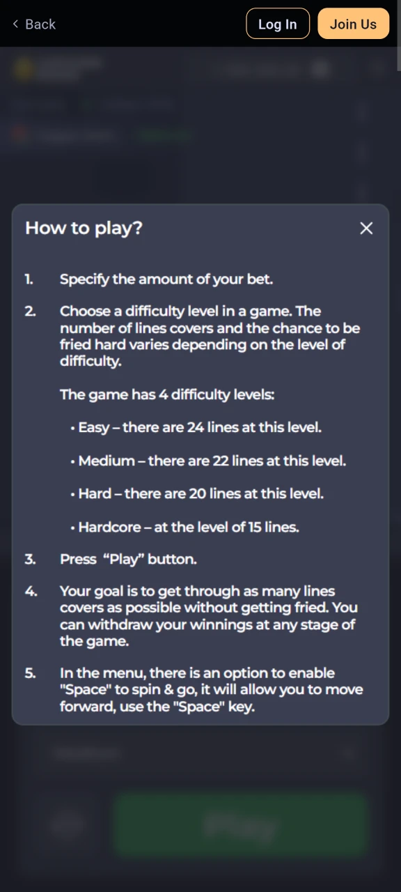 Learn how to play Chicken Road at Odds96.